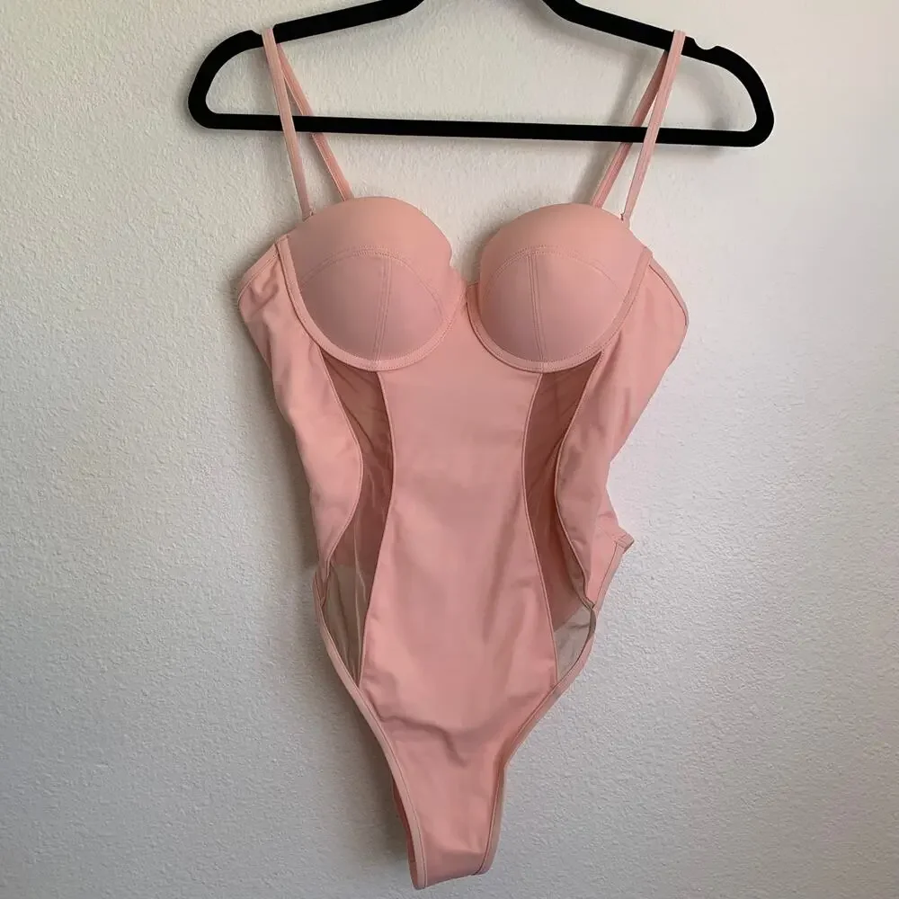 NWT House of CB Seychelles Padded Swimsuit in Blush‎ Pink